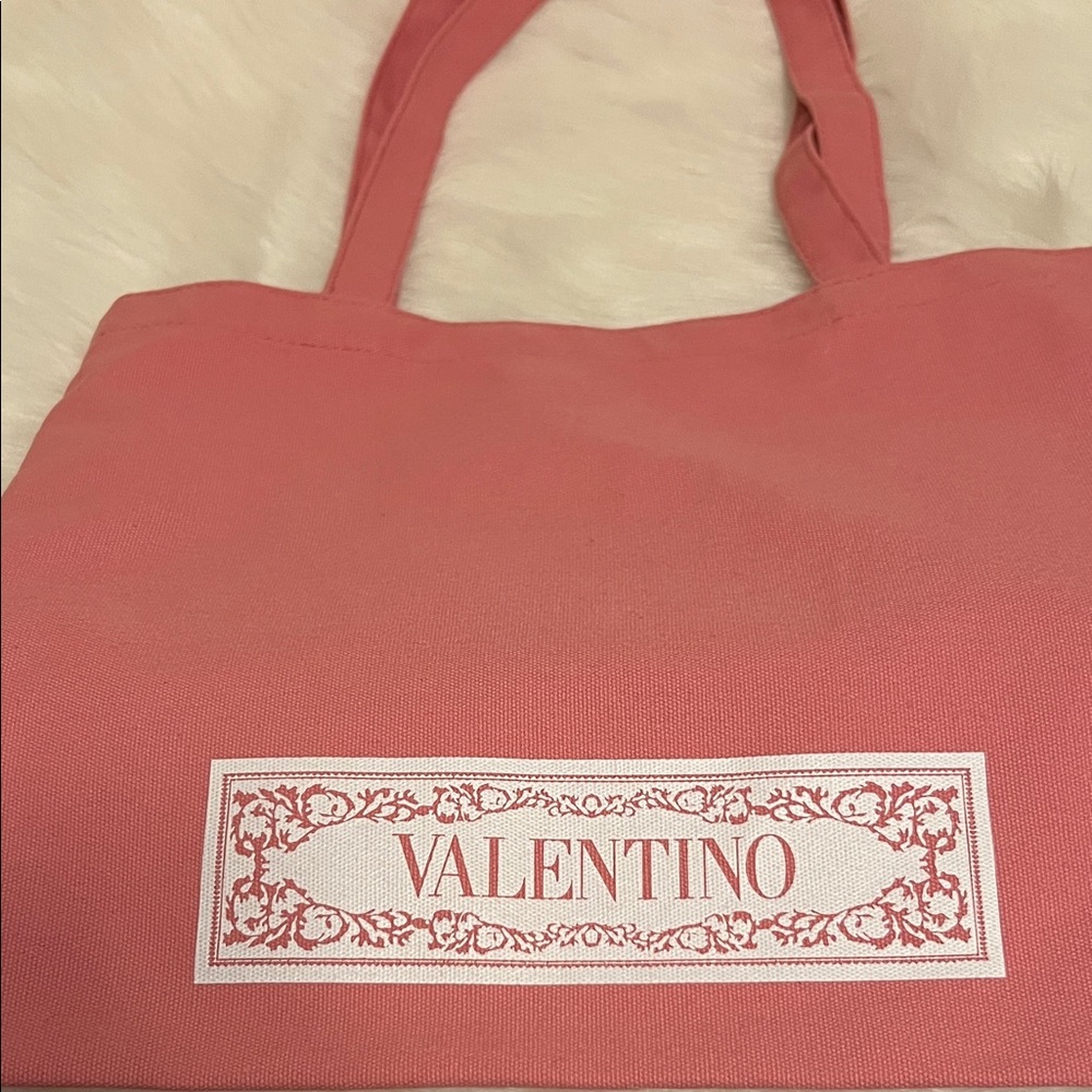 Valentino Pink Logo Canvas Tote